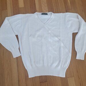 off white solid cotton knit pullover sweater-never worn!